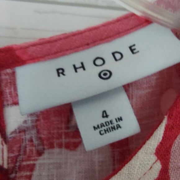 Rhode Sleeveless Dress Size 4 Red Floral Linen Midi Dress - Picture 5 of 7